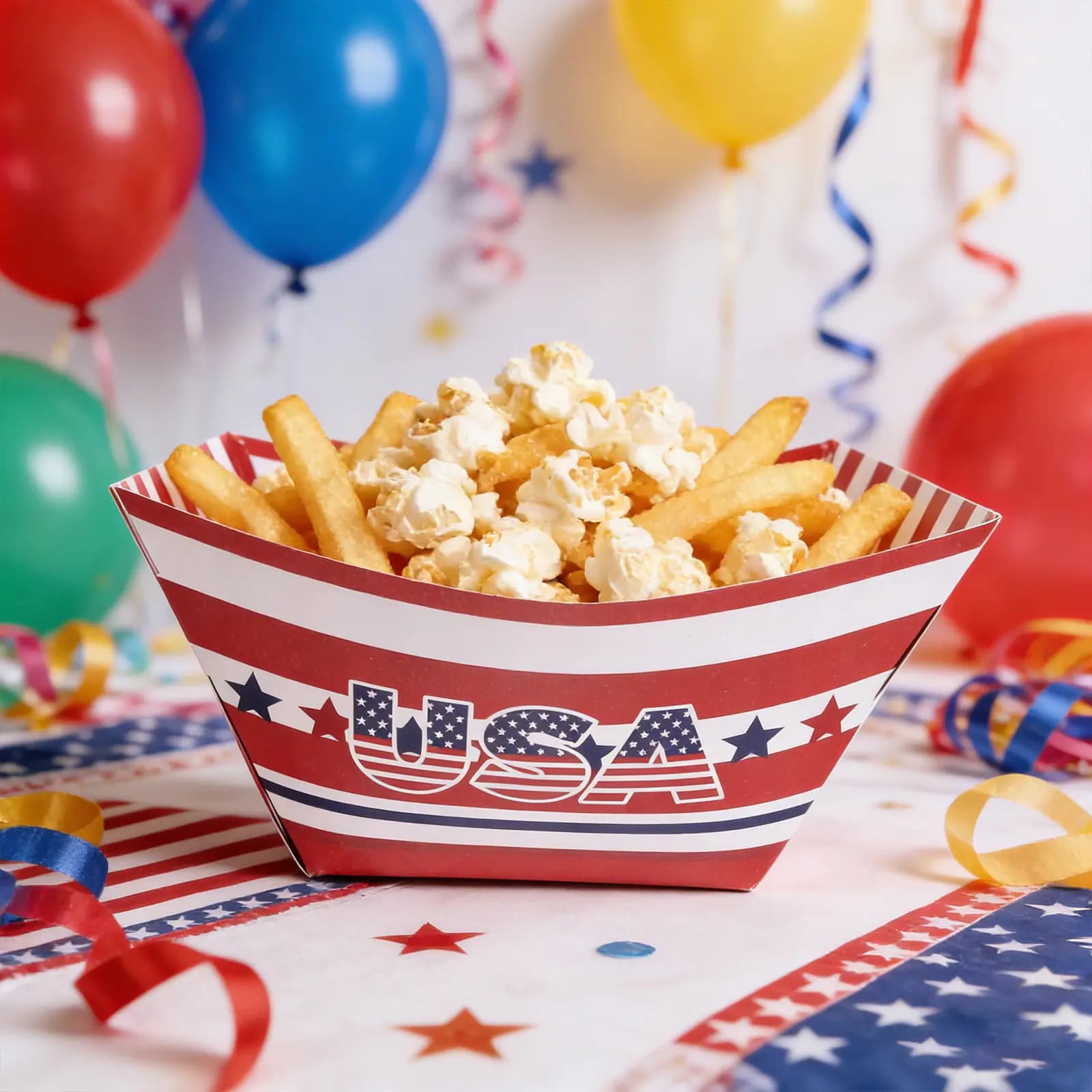 12Pcs Independence Day Party Snack Boxes Mini Popcorn Containers French Fries Holder Candy Dish Portable Picnic Food Tray Favor