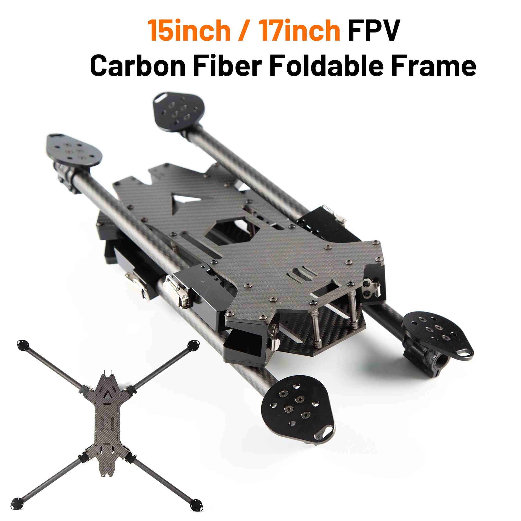 Kit Telaio Pieghevole in Fibra di Carbonio FPV 15/17 Pollici, Passo 670mm/790mm per Droni FPV RC Freestyle a Lungo Raggio, Accessori Fai-da-Te