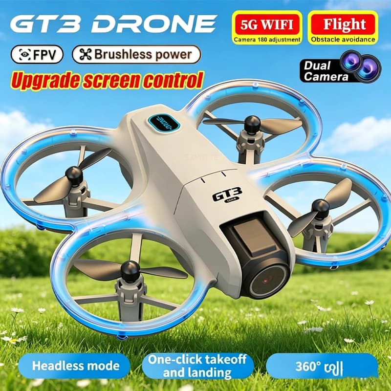 Nuovo Modello GT3 MAX Drone con Schermo Grande, RC 8K, Posizionamento, Gimbal, Flusso Ottico, Doppia Fotocamera in Plastica, Adatto ai Principianti, 100m