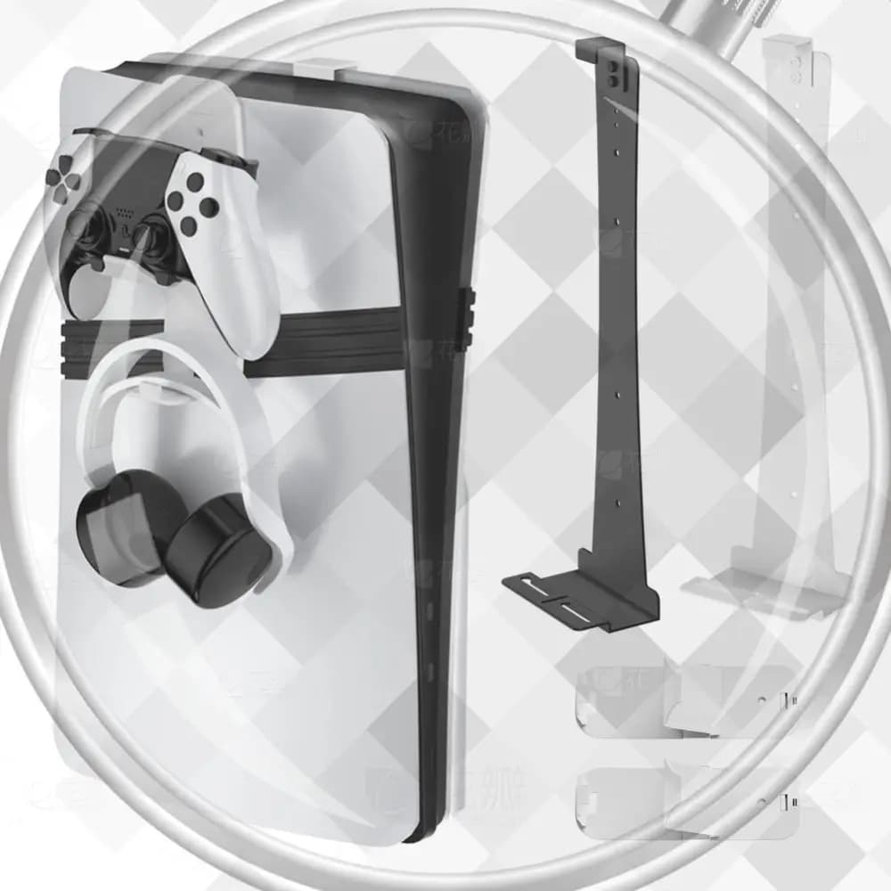 Set di Ganci per Montaggio a Parete per Console PS5 Pro/PS5 Slim/PS5, Supporto per Controller e Cuffie, Accessori per Videogiochi