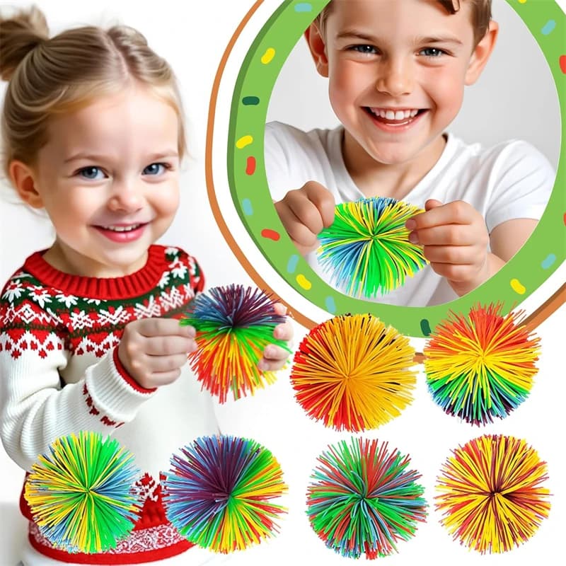 Scimmia Palline filanti Morbido arcobaleno Pom Rimbalzante Spremere Fidget Giocattoli per bambini Adulti con ADHD Autismo Bomboniere Regali di compleanno