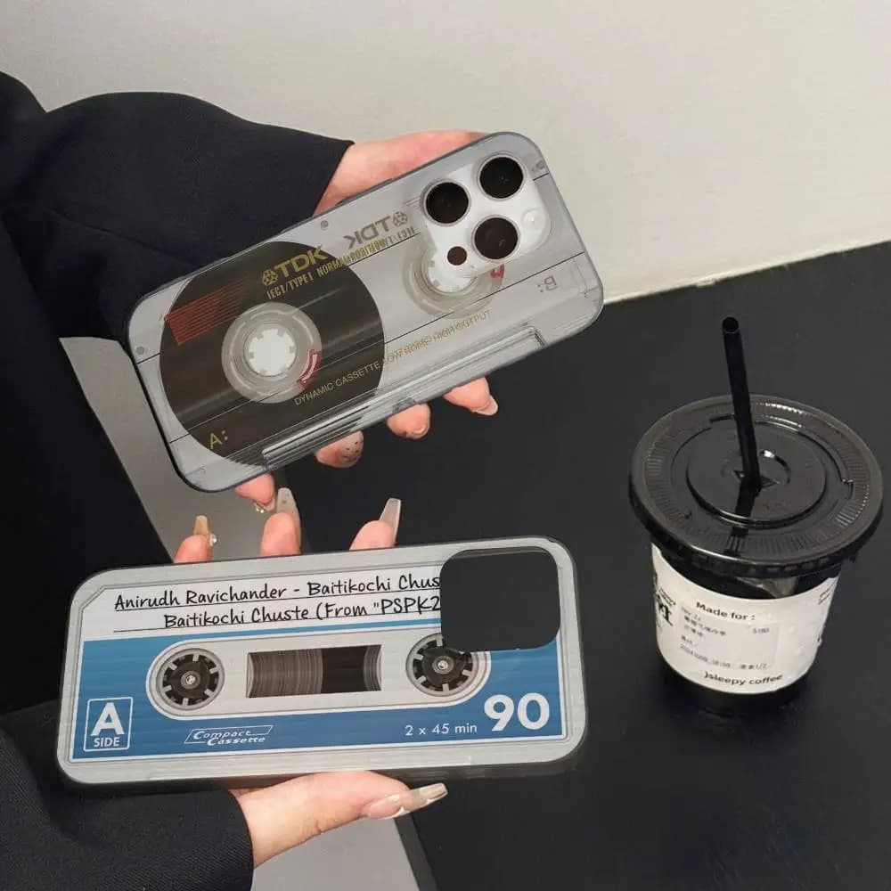Custodia per telefono a cassetta con nastro radio magnetico Custodia per telefono con motivo ondulato per iPhone 17 Air 16 15 14 13 12 11 Plus Pro Max Cover