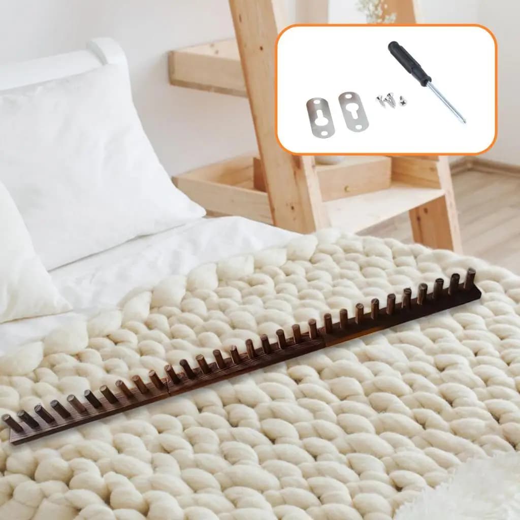 Portable Sturdy Weaving Loom Wooden Frame Adjustable Size Knitting Loom for Chunky Blankets