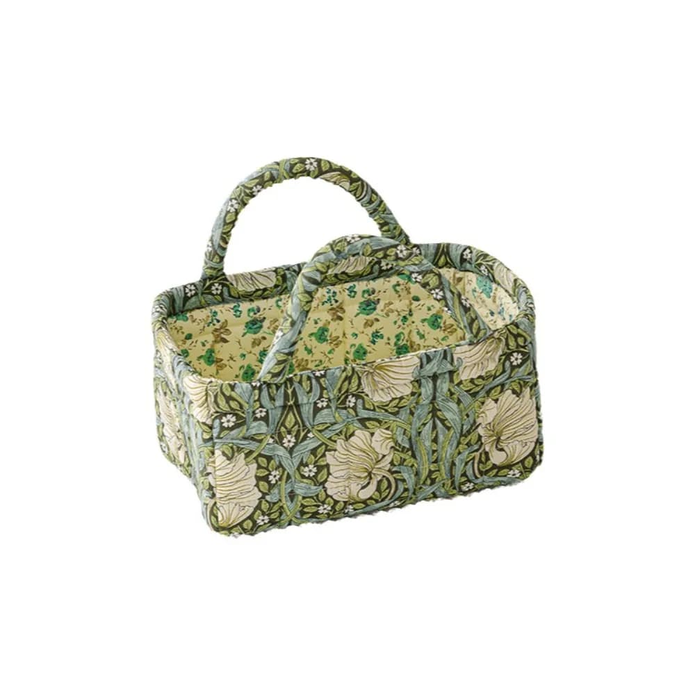 Floral Pattern Storage Basket Large Capacity Quilted Fabric Fabric Laundry Basket Cotton Material Comfortable Grip Shopper Bag