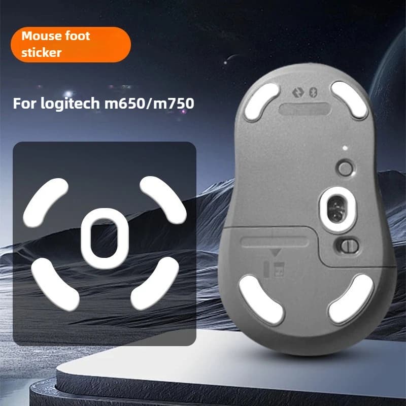 ICE Curved-Edge Mouse Feet Replacement for Logitech M650/M750/M590/M585 Ultra-Smooth Wear-Resistant Foot Stickers Gaming Grade