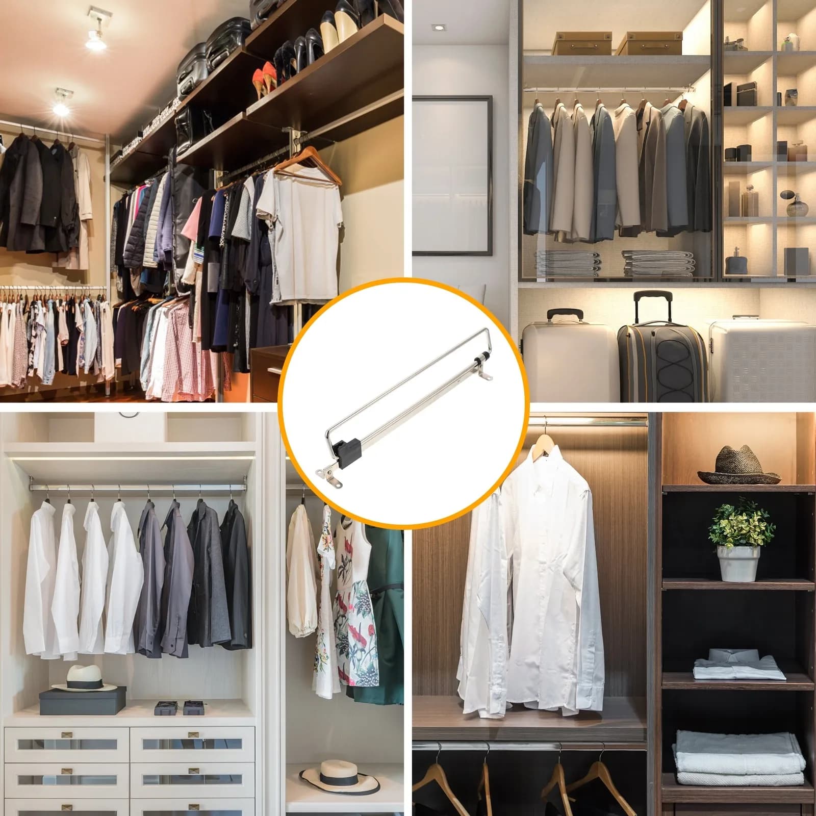 1Set Expandable Clothes Rail Plastic Iron Wardrobe Storage Rack Hanger Organizer Household Laundry Rack Organizer Shelf