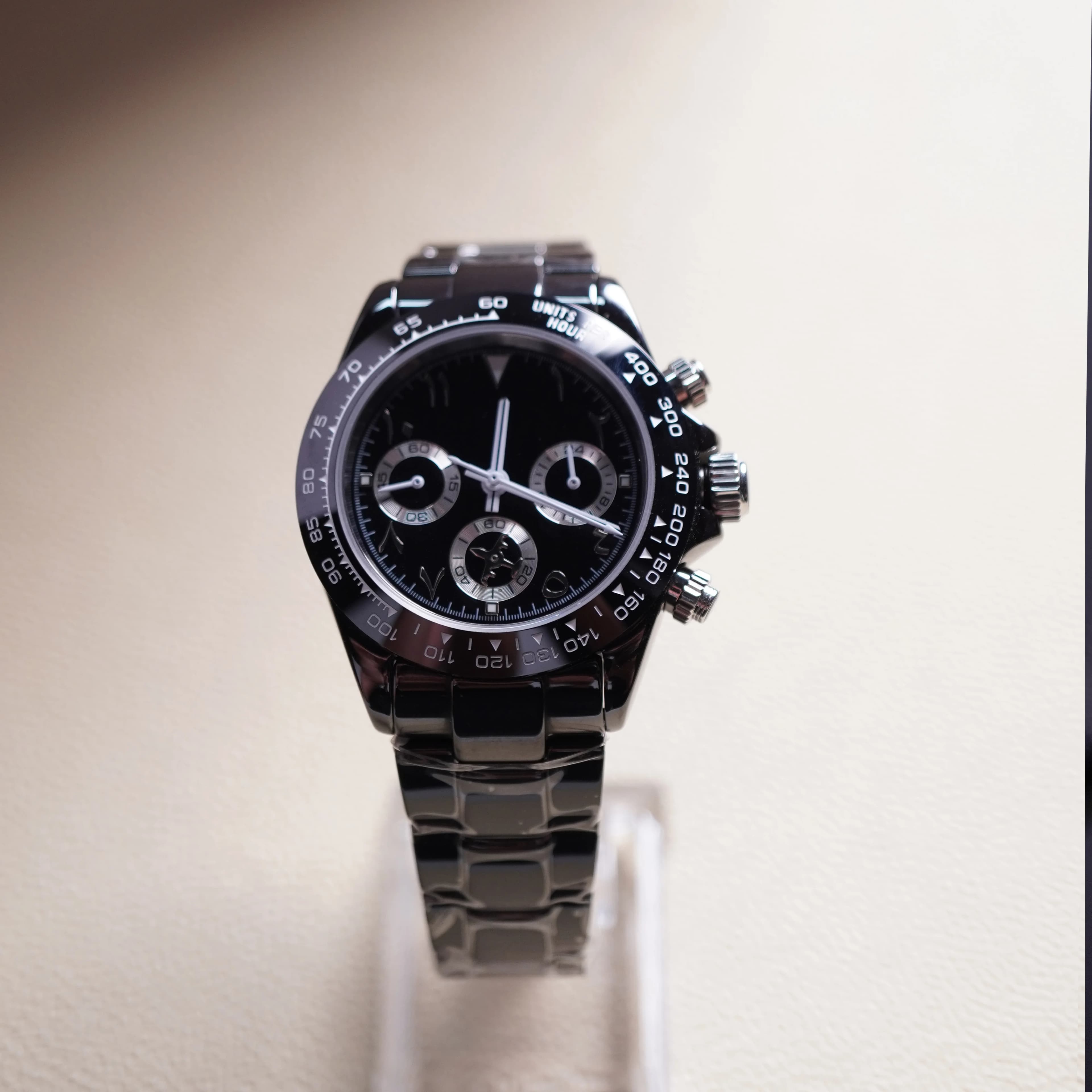 40mm Full Ceramic Men Chronograph Watch VK63 Meca‑Quartz Movement Sapphire Glass Luminous Hands Waterproof Male Wristwatch