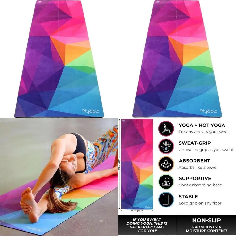Premium yoga mat and towels | Non-slip handle for hot yoga, pilates and fitness | Natural ecological rubber