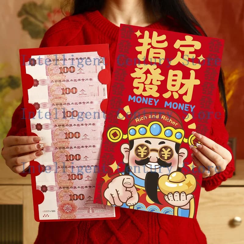 (HBA12) Busta Portafortuna Tradizionale Cinese, Regalo di Capodanno 2026, Sorpresa, Grande Borsa Rossa, Busta Rossa per Compleanno