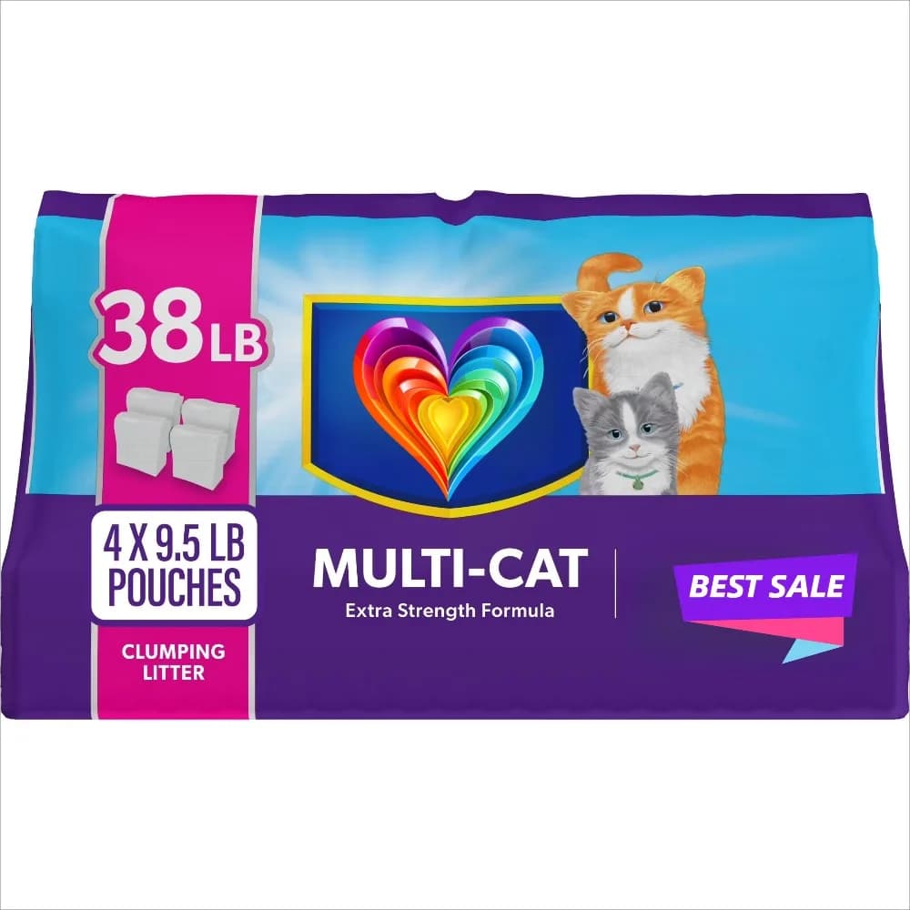 Lettiera Agglomerante Profumata per Gatti Multi-Cat da 38 libbre, Controllo Potente degli Odori, Basso Contenuto di Polvere, Forniture per Lettiere