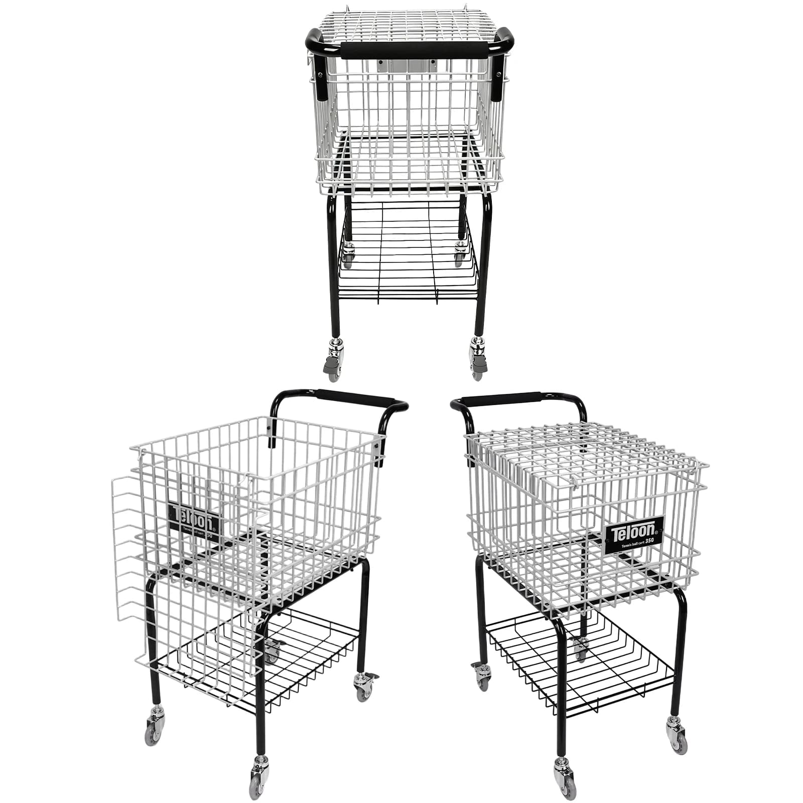 Carrello Portapalline da Tennis con Capacità di 350 Palline, Facile da Caricare, Trolley Portatile in Acciaio per Tennis/Pickleball/Baseball/Softball