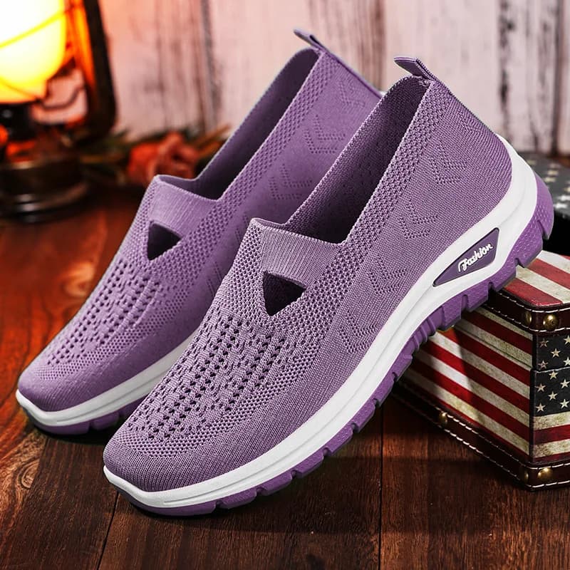 Scarpe da passeggio da donna 2026 blu traspiranti in mesh slip-on, sneakers casual leggere e comode Q-376