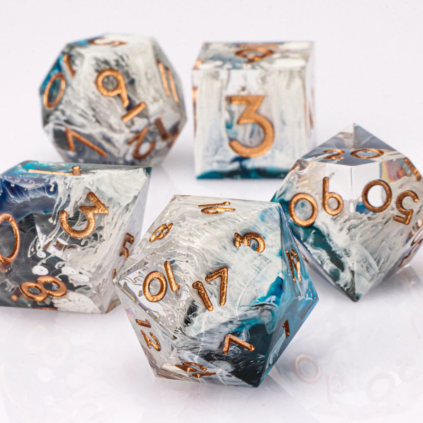 Set di dadi poliedrici DnD fatti a mano per Dungeons and Dragons, dadi d e d, set di dadi D&D in resina con bordi affilati, dadi D20