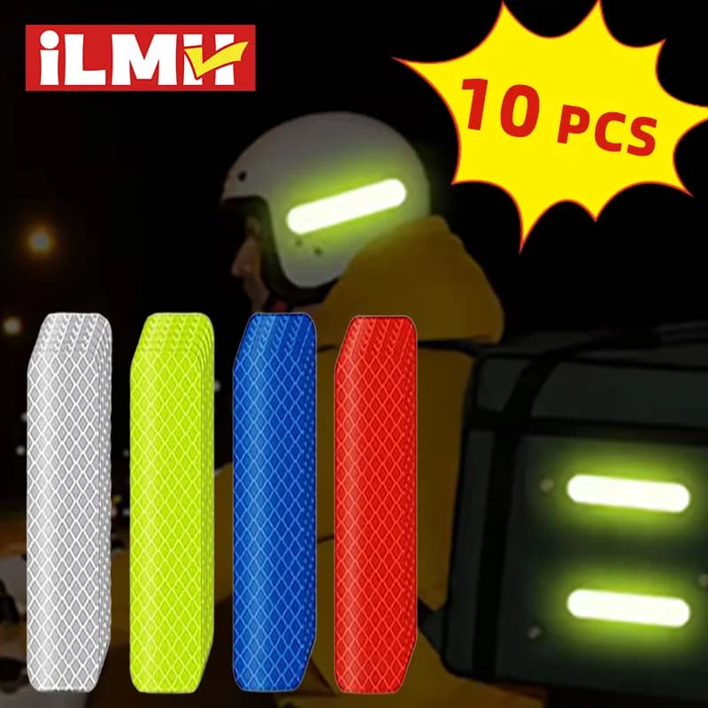80-10PCS Safety Warning Reflective Tape for helmet High visibility Waterproof Reflective Strip for Night Driving Car