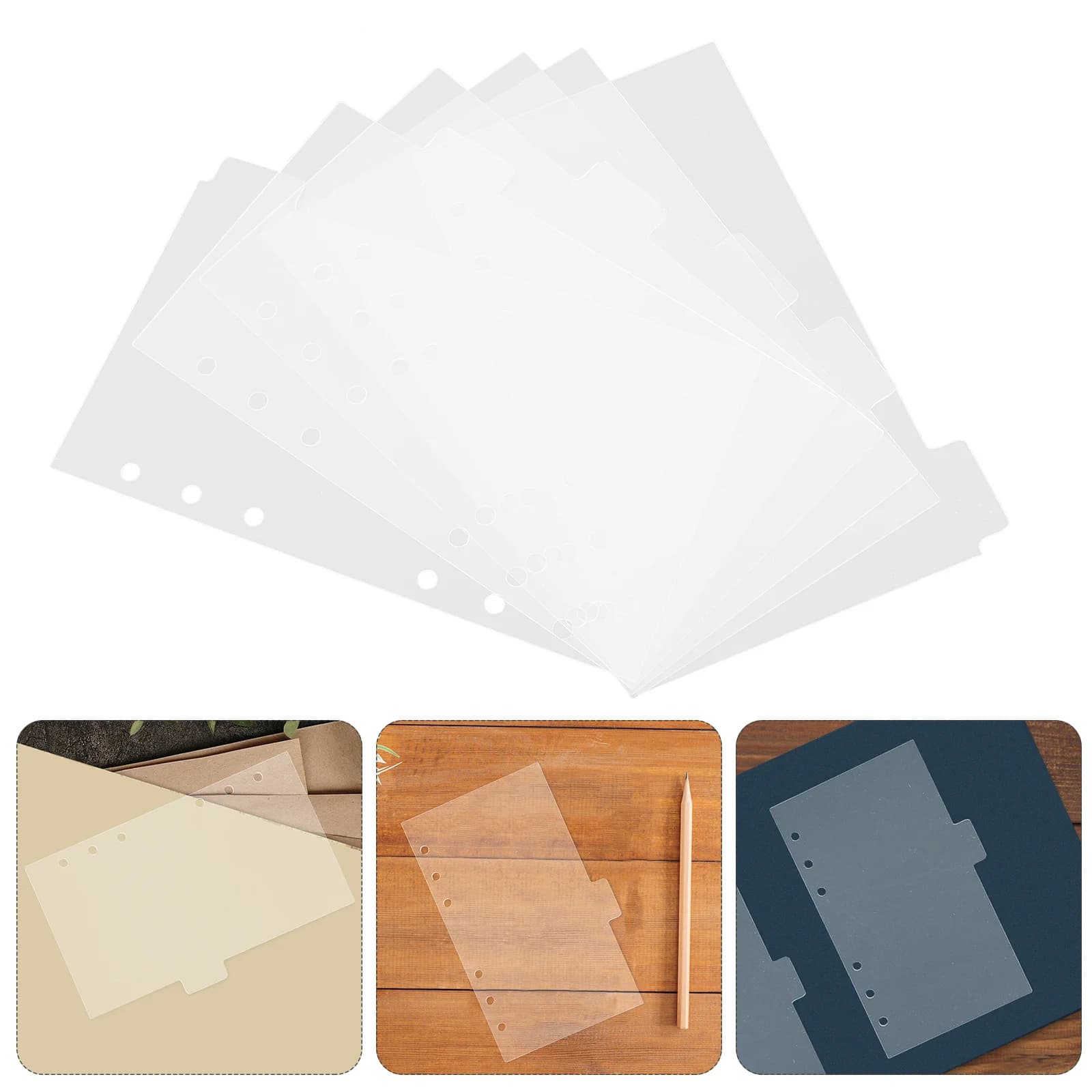 Raccoglitore per notebook in acrilico da 6 pezzi, trasparente, ricaricabile, fai da te, per pianificatore A6, per diario di monitoraggio del budget, conchiglia per notebook a fogli mobili