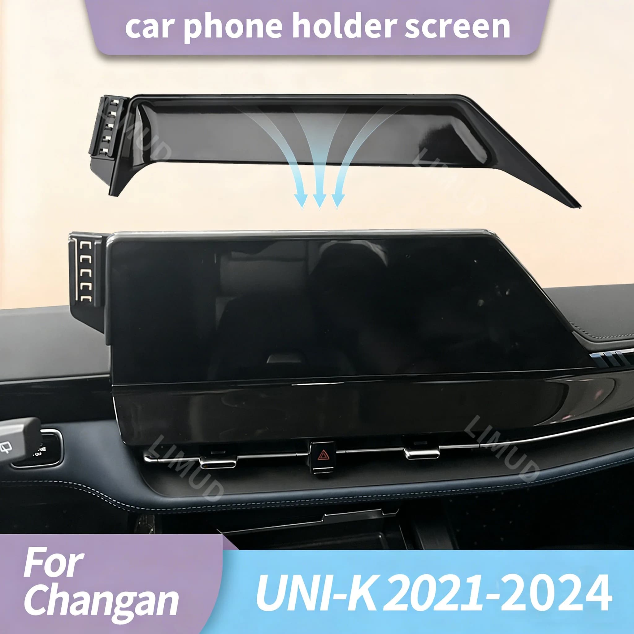 Support for Navigation with 12.3 Inch Screen and Vano Storage for Changan UNI-K 2021-2024, Fixed Support for Phone by Car
