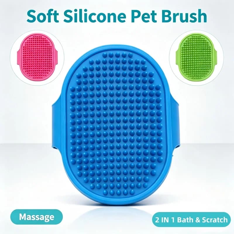 Silicone Pet Bath Brush Dog Cat Grooming Comb Soft Massage Hair Remover Deshedding Self Groomer For Pet Bathing Supplies