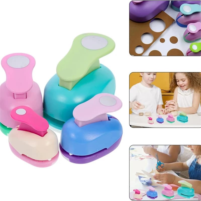 Assorted Circle Punch Set (8/16/25/38/50/75mm) - Vibrant Paper Craft Tool for DIY Scrapbooking & Card Making （Random Color）