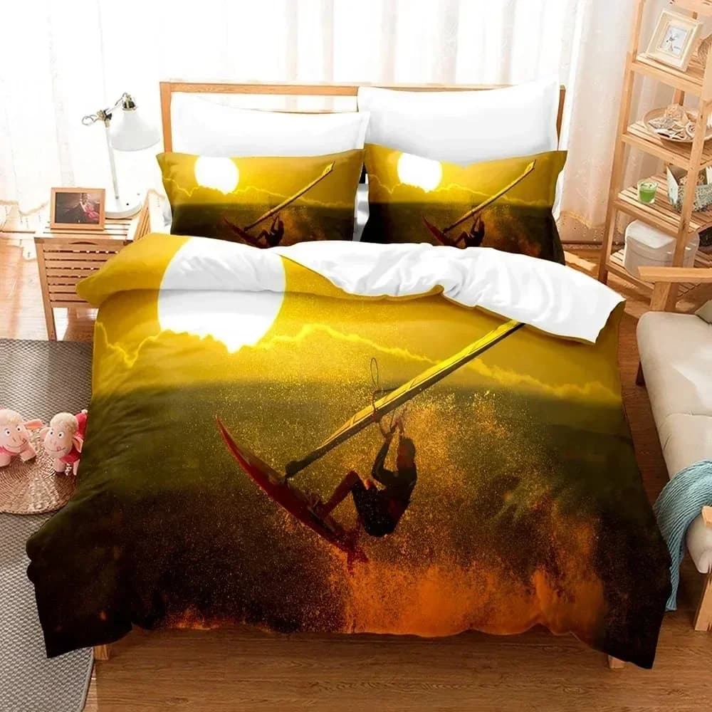 Luxury new 3D printing surf riding comfortable baby headdress pillow set bed linen decoration bedroom for children textiles for home
