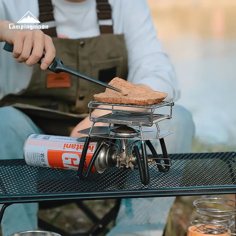 CAMPINGMOON US-1312 Stainless Steel Folding Grid for Small Gas Rings, for Open Camping, Uniform Cover