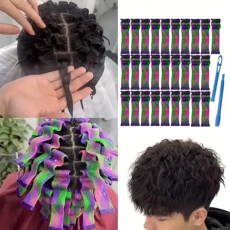 Set of 18-28 Pieces for Curling Heatless Hair, Automatic Instrument for Natural Waves, Iron for Modeling Hair
