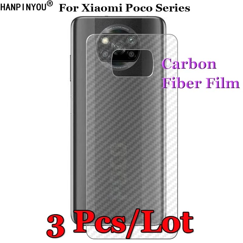 3 Pcs/Lot For Xiaomi Poco X6 X3 NFC C3 M3 X2 F3 F2 M4 Pro 5G 3D Non-slip Clear Carbon Fiber Back Film Screen Protector Sticker