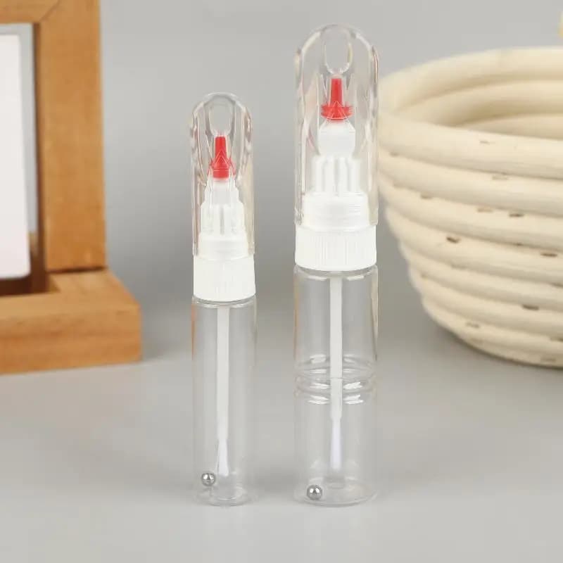 1/5 Pezzi Penna 2 in 1 con Pennello e Ago, Flacone Vuoto per Smalto, Penna per Ritocchi, Penna per Riparazione Vernice, Penna Punteggiata + Penna da Disegno