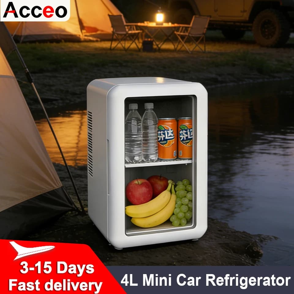 Frigorifero Portatile per Auto da 4L, Mini Frigo e Scaldavivande Leggero, Doppio Uso Caldo/Freddo per Casa, Campeggio e Viaggi