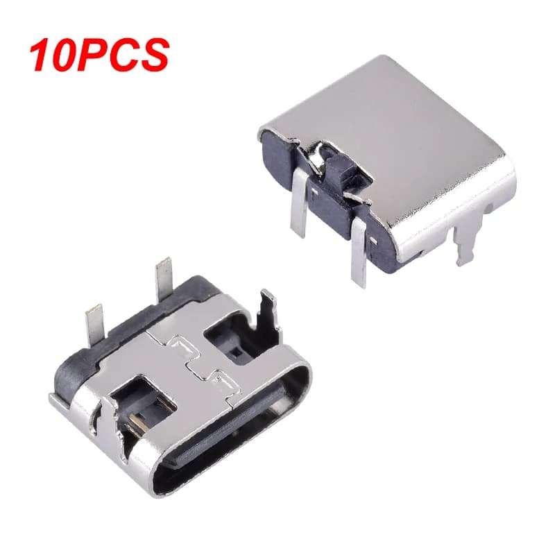 10 Pezzi Connettore Micro USB Tipo C a 2 Pin Presa Femmina USB 3.1 Tipo-C per Porta di Ricarica Telefono Cellulare