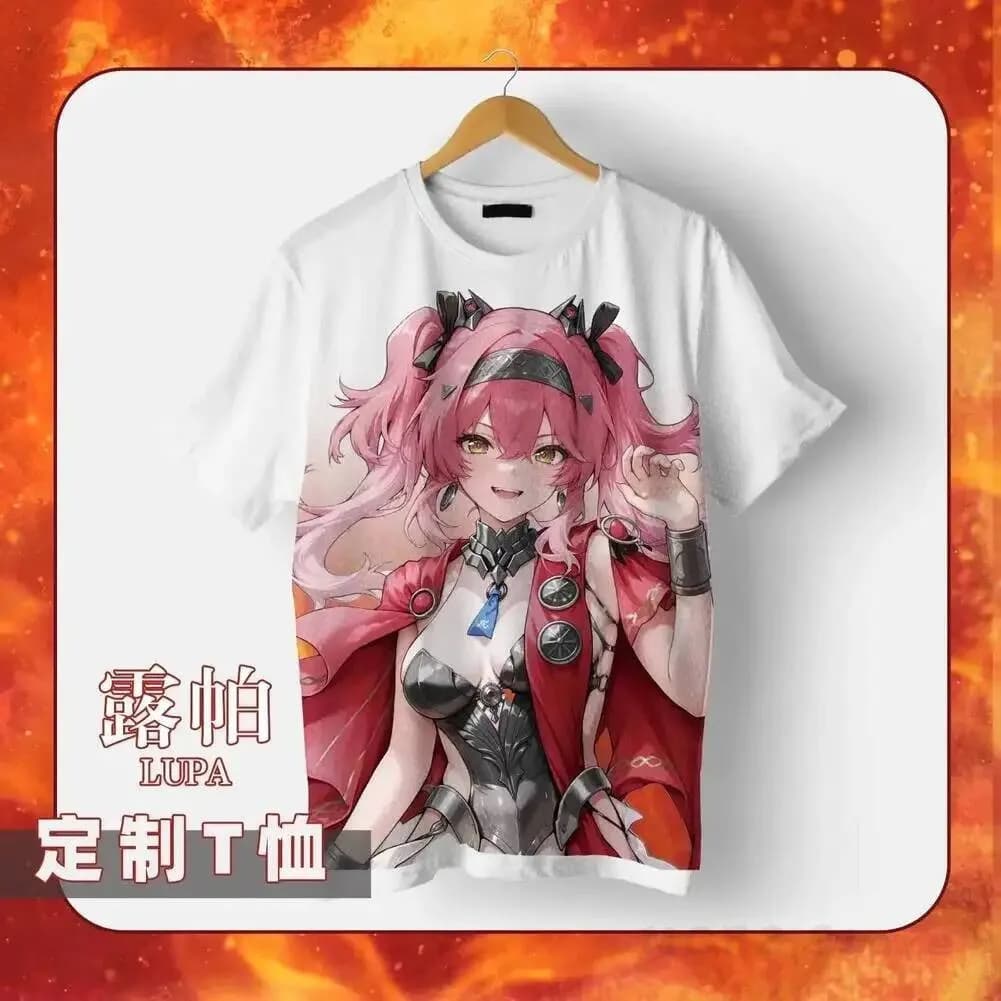 NEW 2026 Tops Anime Costume Student Peripheral Wuthering Waves Lupa Student Summer Tee Casual Short Sleeve T-shirt