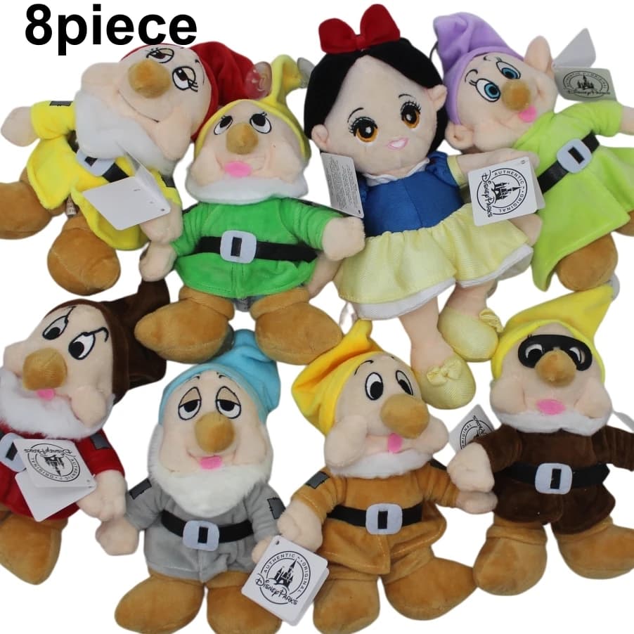 8Piece 8Inch Anime Snow White and the Seven Dwarfs Plush Soft Toy Cartoon Princess Stuffed Doll Pillow Child Birthday Gift Toys