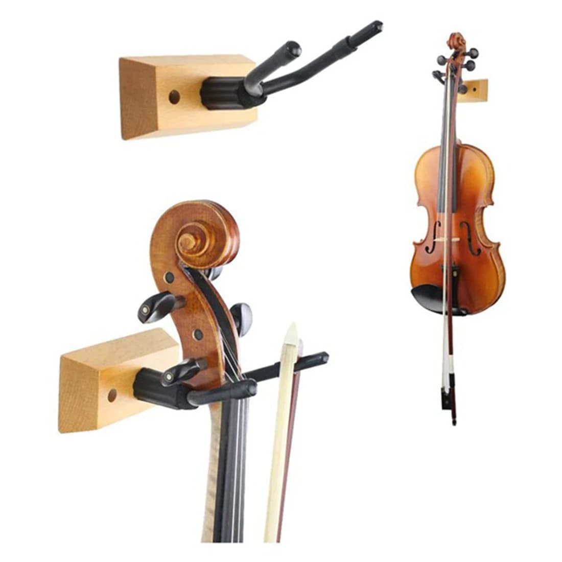 TUREBG 2 Pezzi Supporto da Parete per Violino, Gancio per Violino Viola Ukulele, Gancio per Appendere Violino e Arco, per Casa e Studio