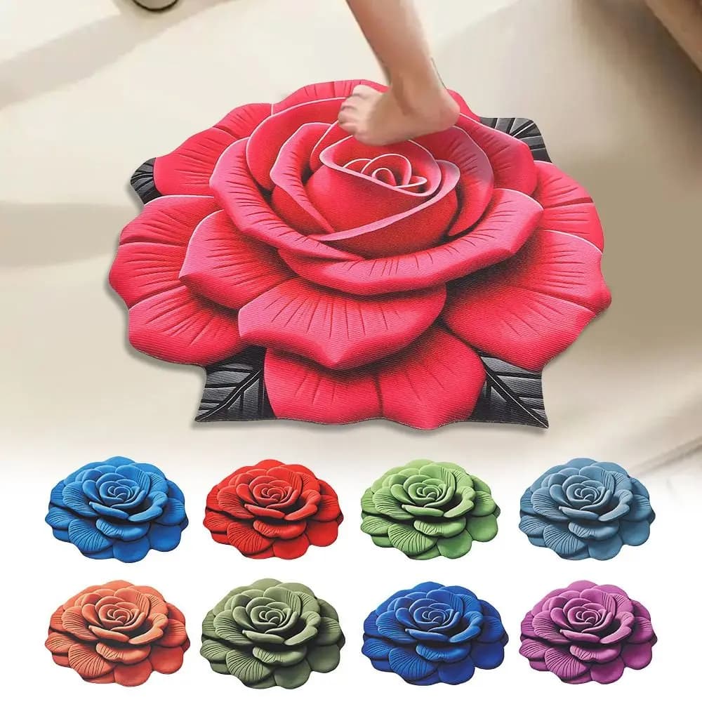 Tappeto floreale a forma speciale Tappetino da bagno assorbente antiscivolo Morbido 40x40 cm/60x60 cm Guarnizione porta