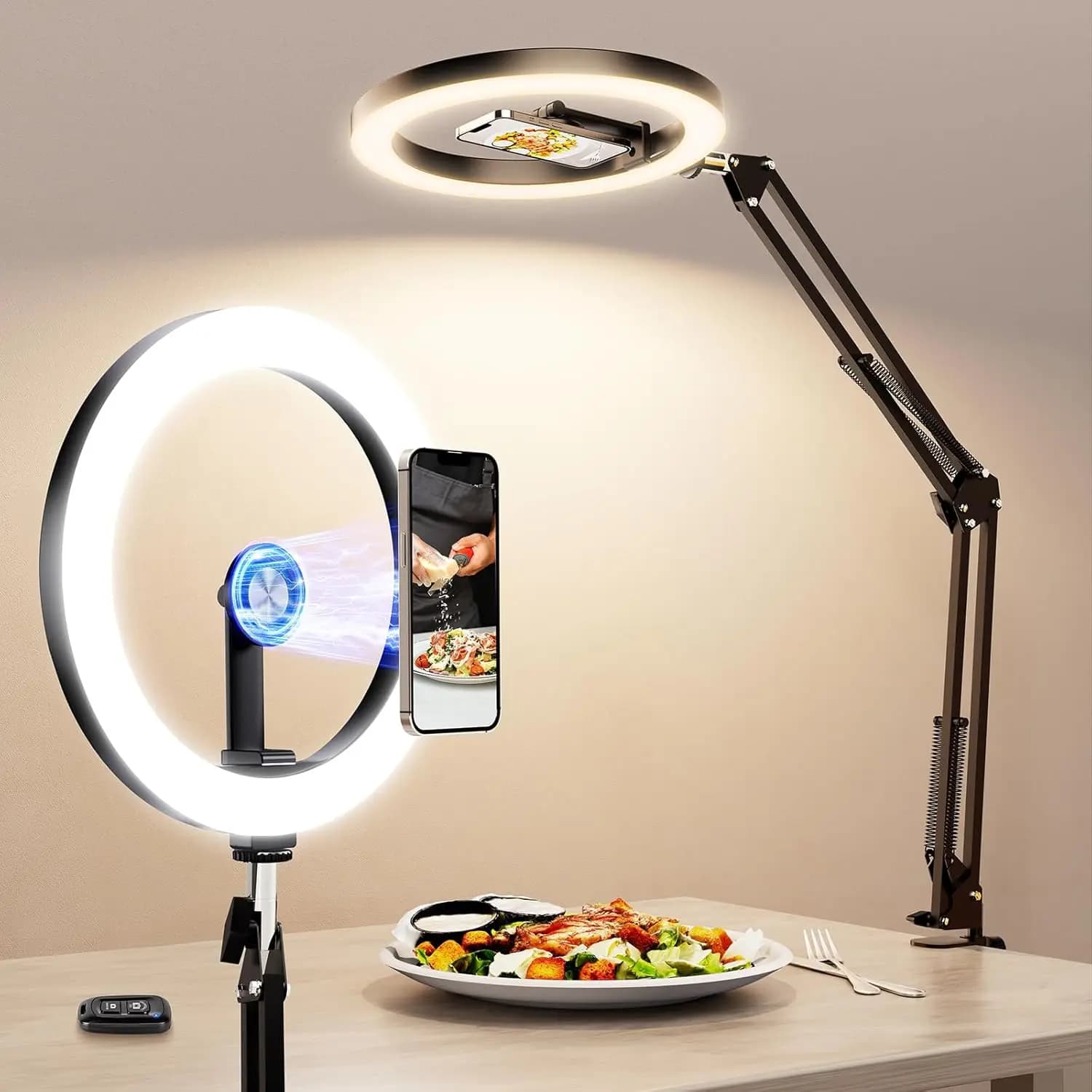 Adjustable Ring Light with Phone and Remote Support, 10 Inch LED Tripod for Video Recording and Live Streaming