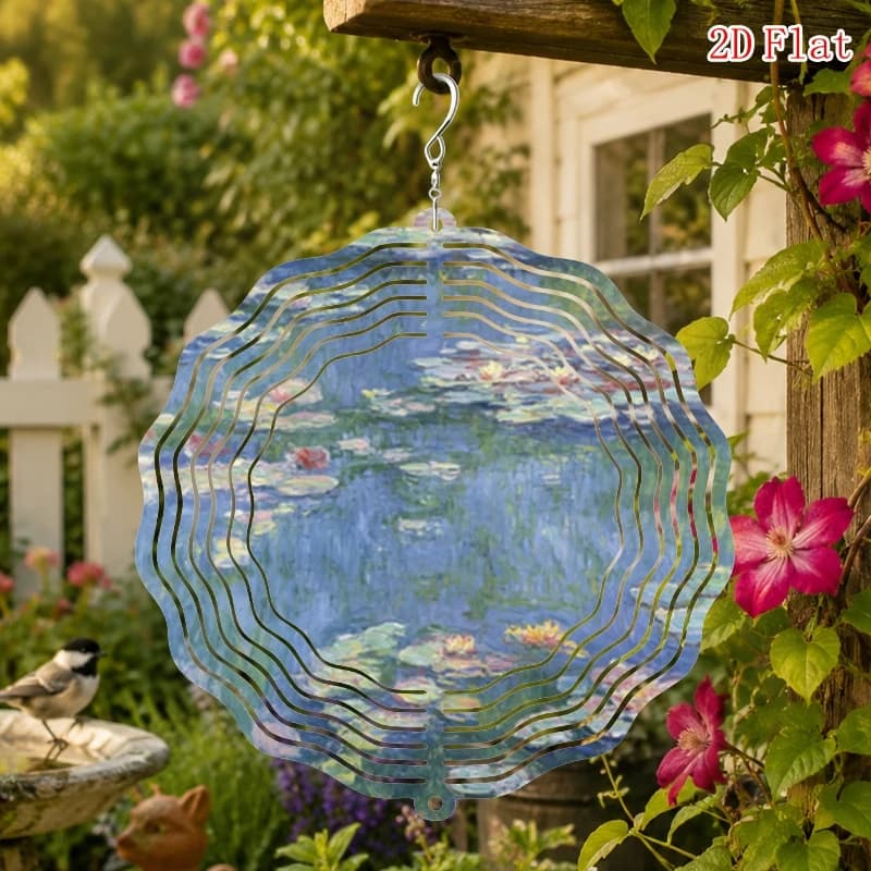 2D Impressionist Style Theme , with Rotating Hook, 360 DIY Creative Rotating Wind Chime Pendant Decoration