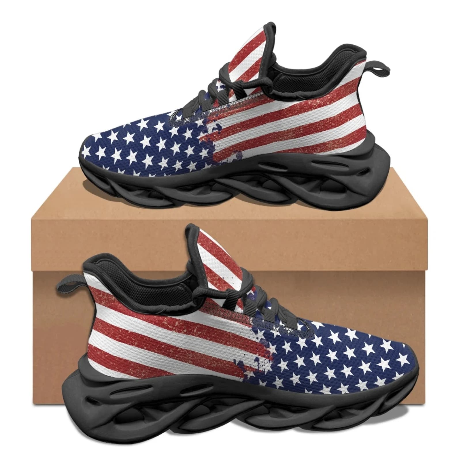 PENSTROLL American Flag Fashion Sneakers Athletic Shoes for Mens Comfortable Men's Running Shoes
