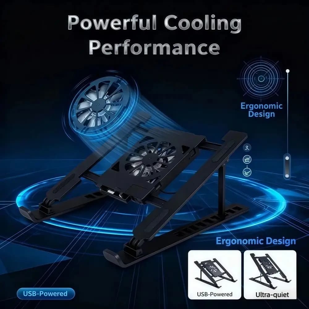Universal Laptop Cooling Stand Adjustable with Fan Laptop Lift Stand Foldable Multi-High Adjustment TabletPC Hanging Holder