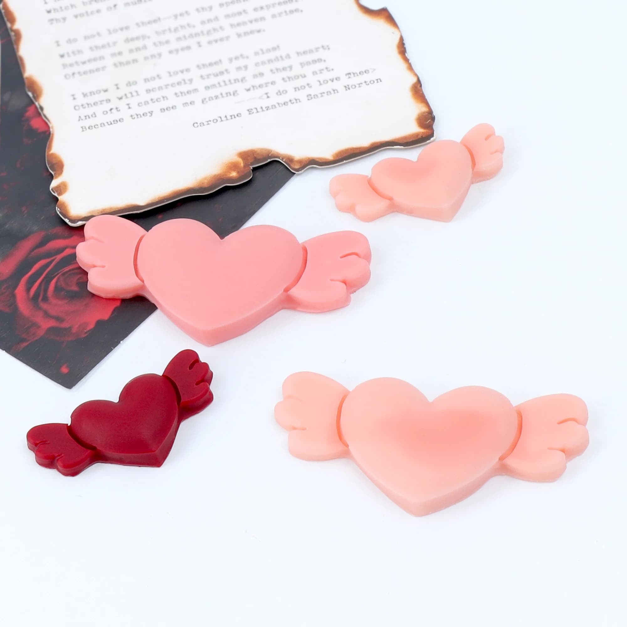 Stampo in Silicone a Forma di Cuore con Ali per Candele, Saponi e Resina Fai-da-Te, Stampo per Creazioni in Cera, Gesso e Gioielli