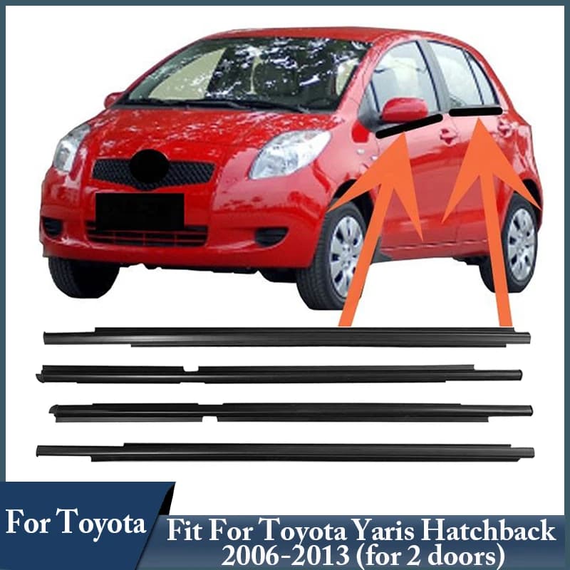 4 pezzi guarnizione per finestrino auto per Toyota Yaris Hatchback 2006-2013 (non per 2 porte) strisce di tenuta in gomma per finestre esterne in vetro