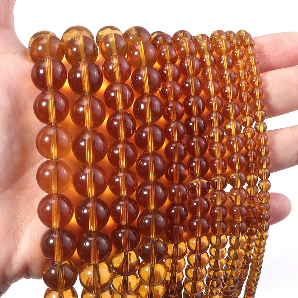 Perline di Cristallo in Vetro Ambrato 15 Pollici/Filo 4-12mm Perline Rotonde Distanziatrici per Creazione di Gioielli Fai-da-Te Bracciali Collane Accessori