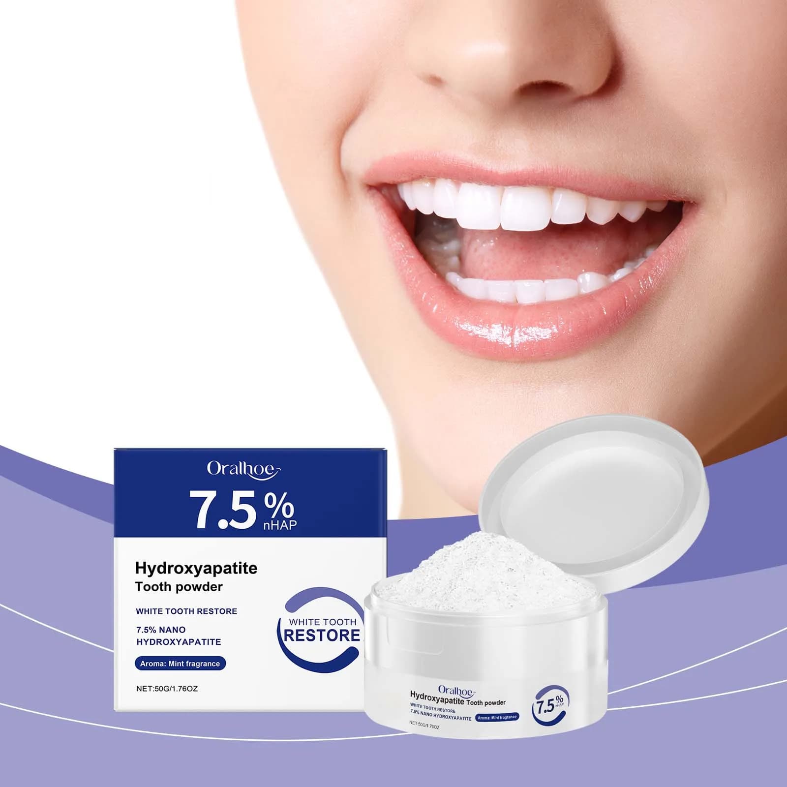 Dental cleaning powder Remove plaque stains Reduce calculation Cool bad breath Durable dryness Product for teeth whitening 50g