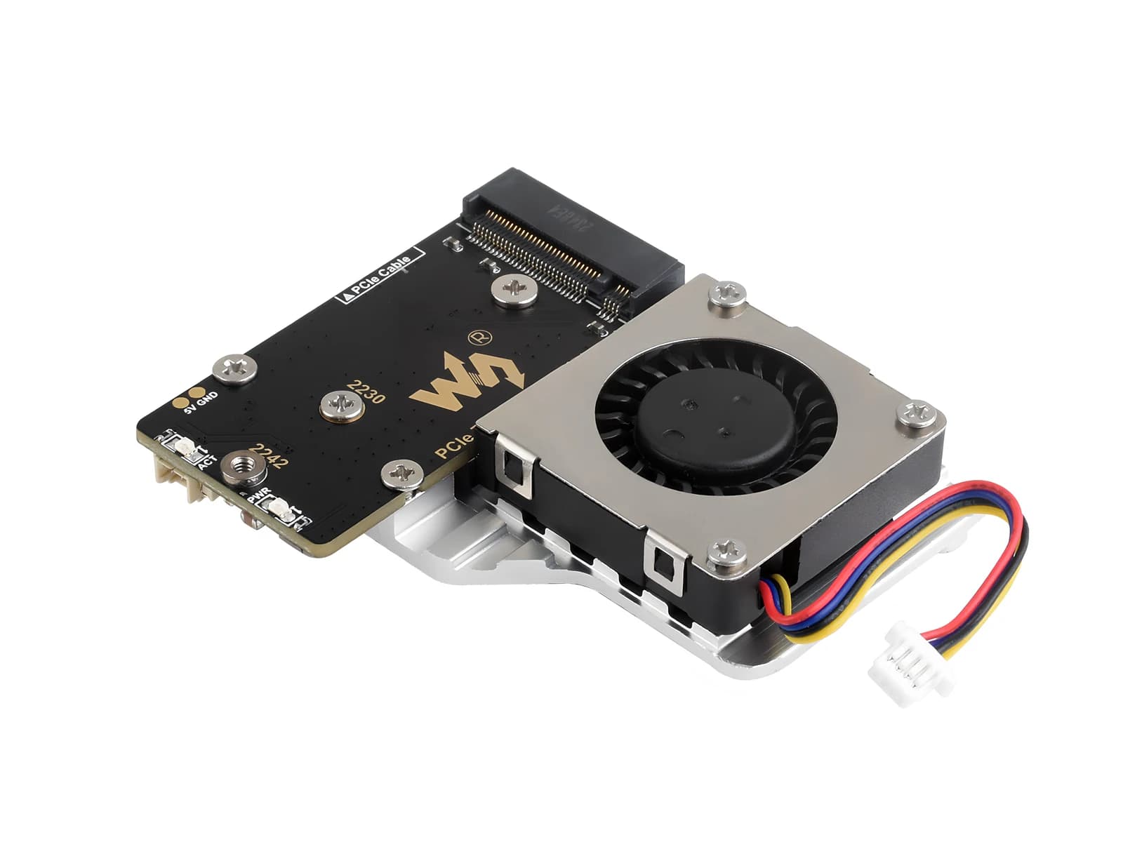 Scheda adattatore da PCIe a M.2 (E) per Raspberry Pi 5, con ventola di raffreddamento, compatibile con protocollo NVMe da 2242 / 2230 dimensioni M.2 SSD