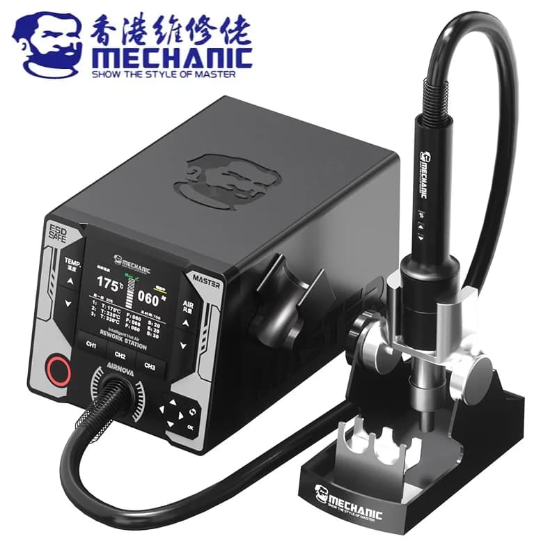 Pistola ad Aria Calda MECHANIC AIRNOVA 1200W ad Alta Potenza, Stazione di Rilavorazione Intelligente con Ugello a Tromba per Riparazione e Modellatura di Telefoni, BGA, IC, PCB