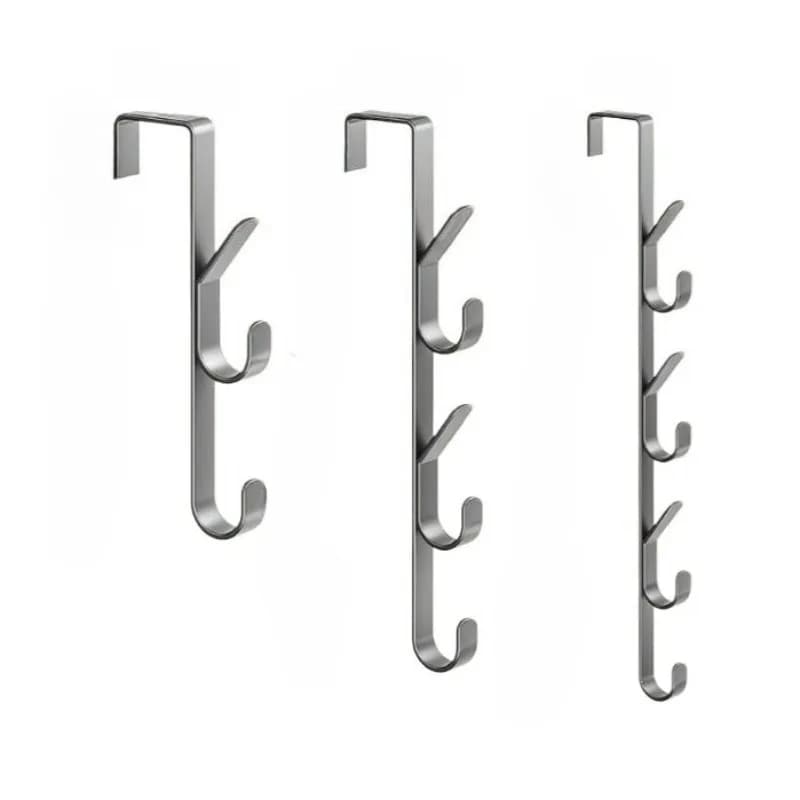 Hook Behind The Door Vertical Row No Punching Metal Coat Hook Hanging Bag Rack on The Door Bag Hat Storage Artifact