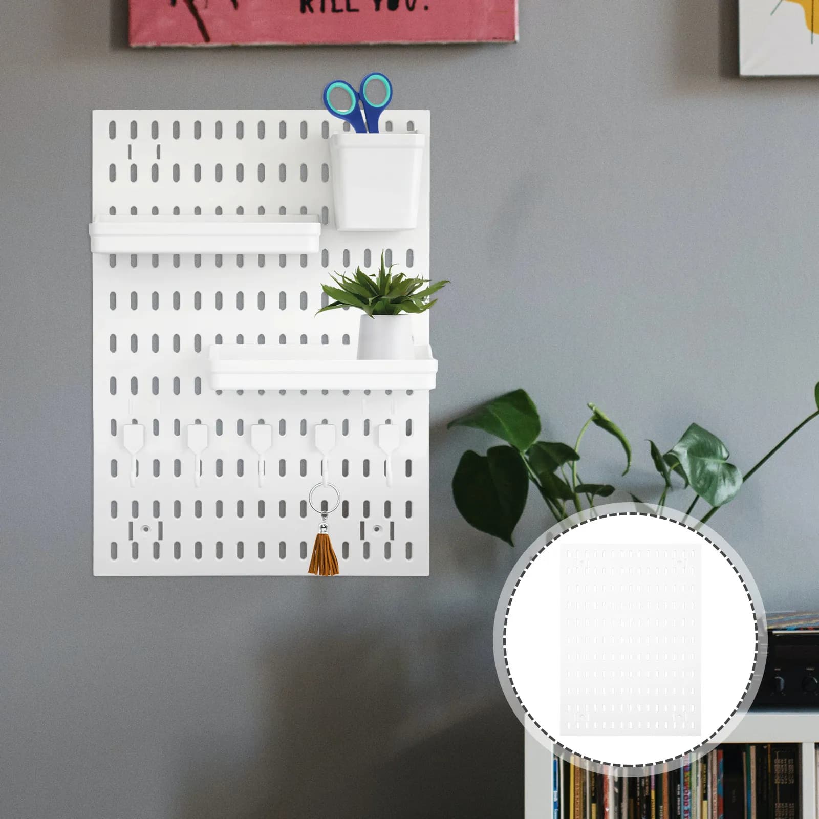 Pegboard Storage Shelf for Walls Door Back Kitchen Office Garage Craft Room DIY Peg Board Organizer with Smooth Edges Plastic