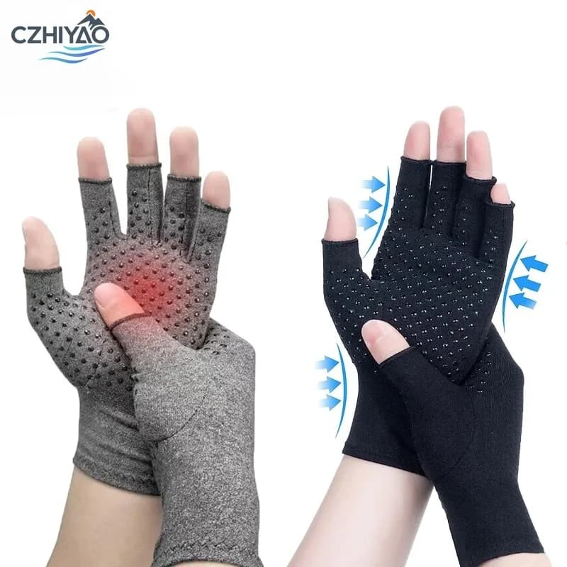 CZHIYAO Guanti da Artrite in Rame per Donna Uomo, Guanti a Compressione Senza Dita per Alleviare Dolori del Tunnel Carpale, Dolori Rinfumatoidi