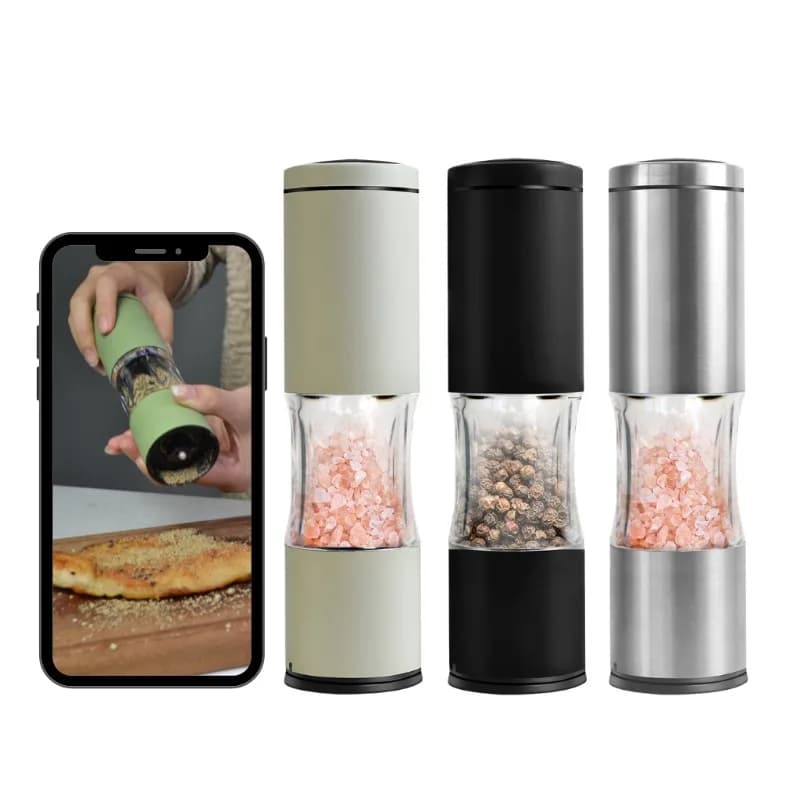 Utensili da cucina Set di barattoli di spezie in vetro Mulino da cucina per la casa Set di macinapepe manuale in acciaio inossidabile con nucleo in ceramica
