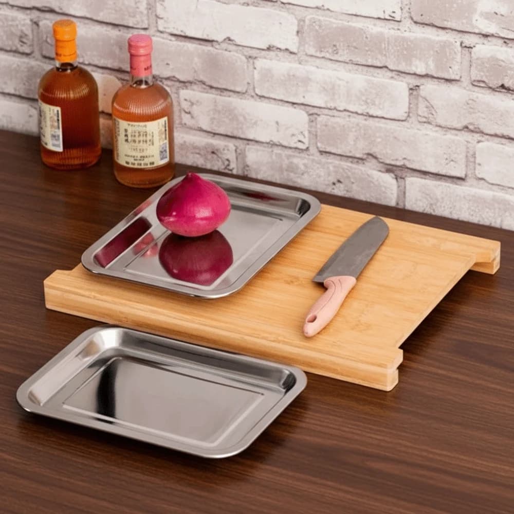 Multifunctional Anti-slip Wood Cutting Machine with Drawers, Natural Material, for Bread and Cheese, from Kitchen