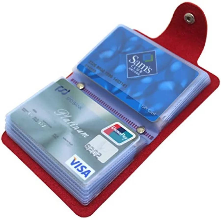 Soft Leather Cit Card Holder for Men and Women Bank Card Case with 24 Durable Plastic Insert Slots Slim Pocket Wallet ID Card O