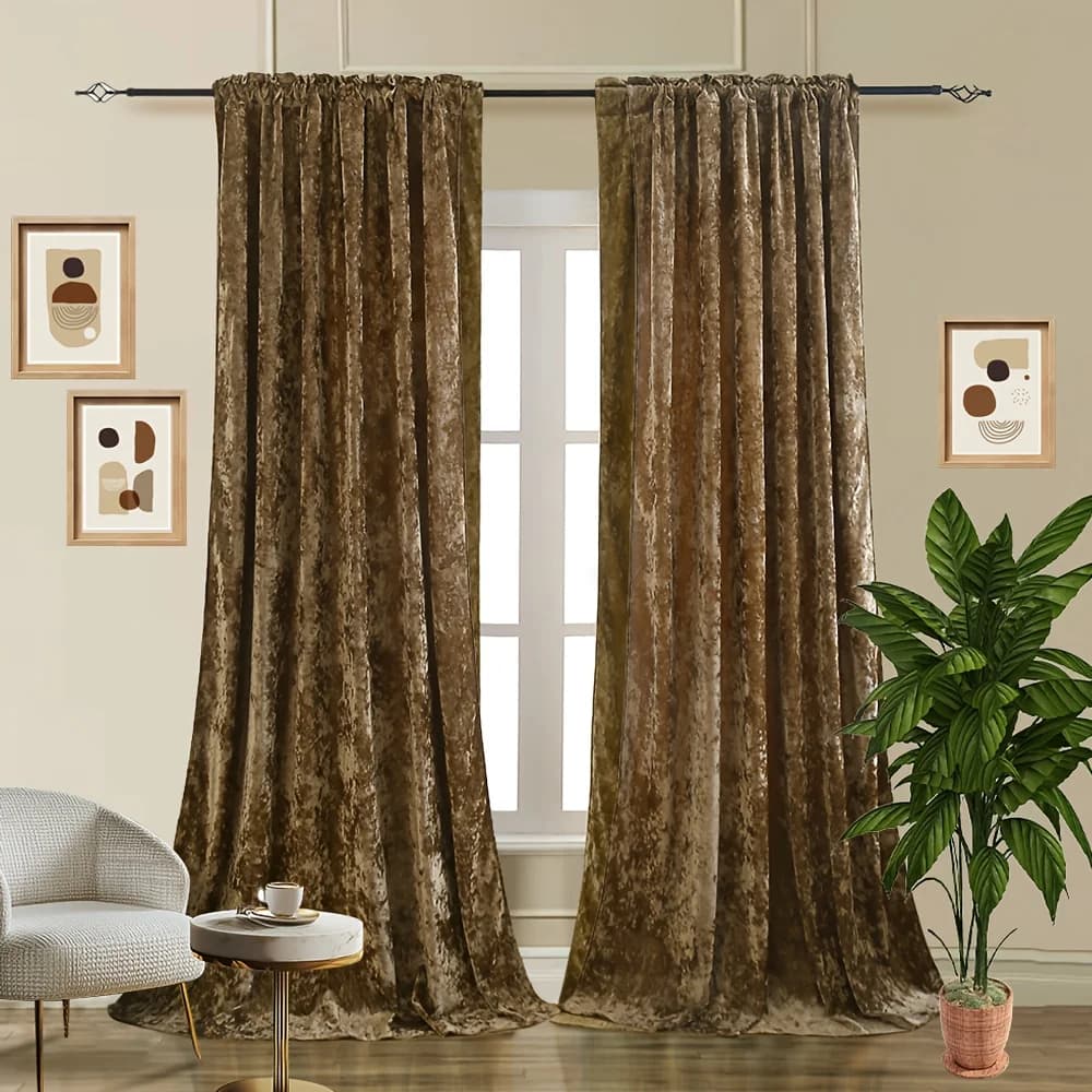 2-Piece Velvet Drapes Set with Rod Pocket – Thermal Insulated, Energy-Saving & Privacy-Friendly Curtains for Living Room or Bedroom | Elegant Texture, Soft Drape, 3 Hanging Options (Rod Pocket / Hook-Ready / Back Tab) | Valentine’s Day Home Styling Idea